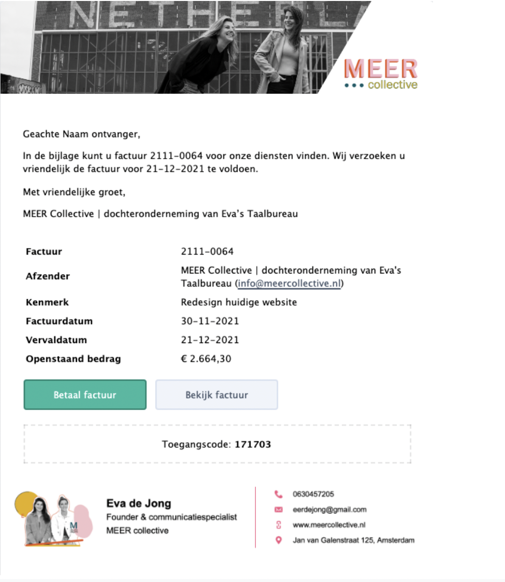 huisstijl emails moneybird